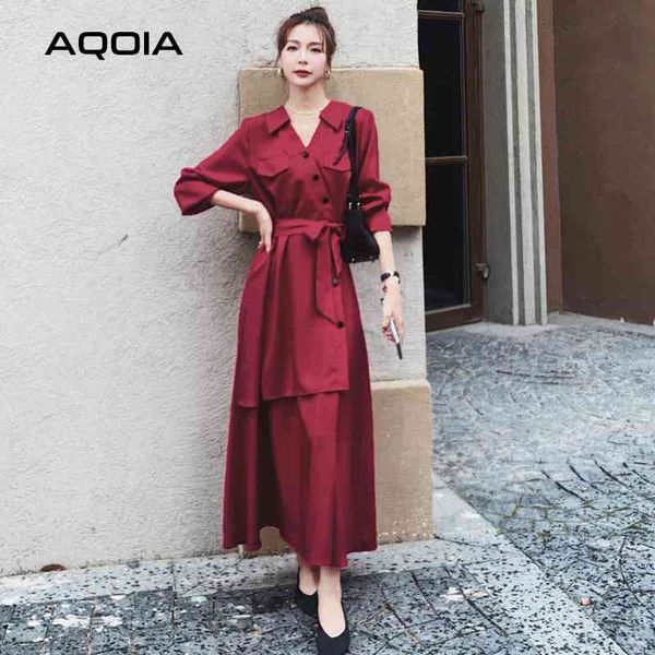 spring vintage women long dress button v neck sleeve red ladies es elegant sashes loose hepburn party 210521, Black;gray
spring vintage women long dress button v neck sleeve red ladies es elegant sashes loose hepburn party 210521, Black;gray