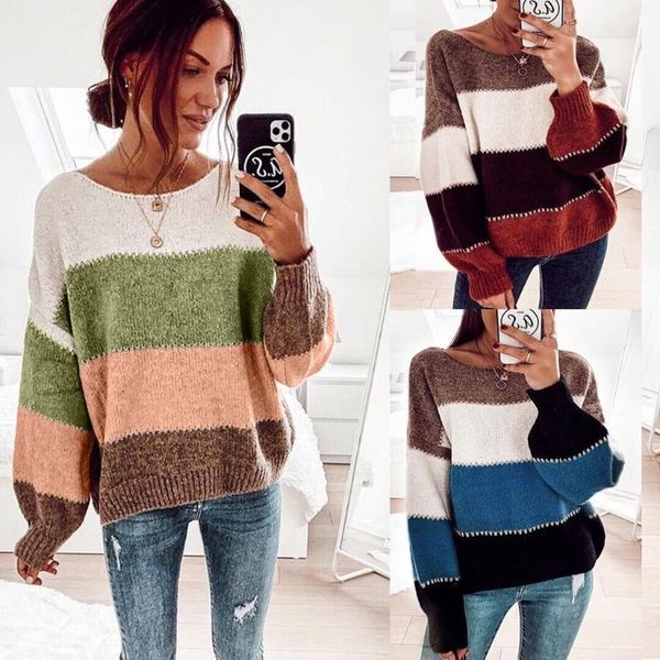 women's sweaters 2021 women sweater casual oneck striped long sleeve for mujer suéteres knitted elasticity, White;black
women's sweaters 2021 women sweater casual oneck striped long sleeve for mujer suéteres knitted elasticity, White;black