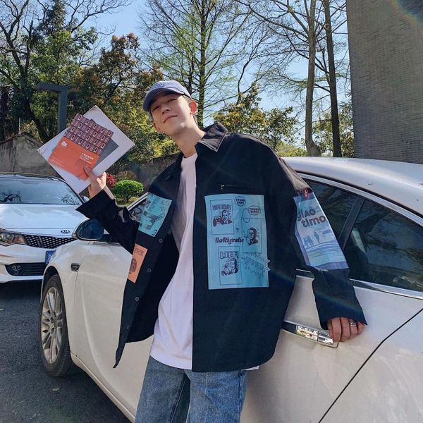 men's casual shirts fashion brand work shirt long sleeve korean version and handsome jacket youth leisure printed 2021 streetwear, White;black
men's casual shirts fashion brand work shirt long sleeve korean version and handsome jacket youth leisure printed 2021 streetwear, White;black