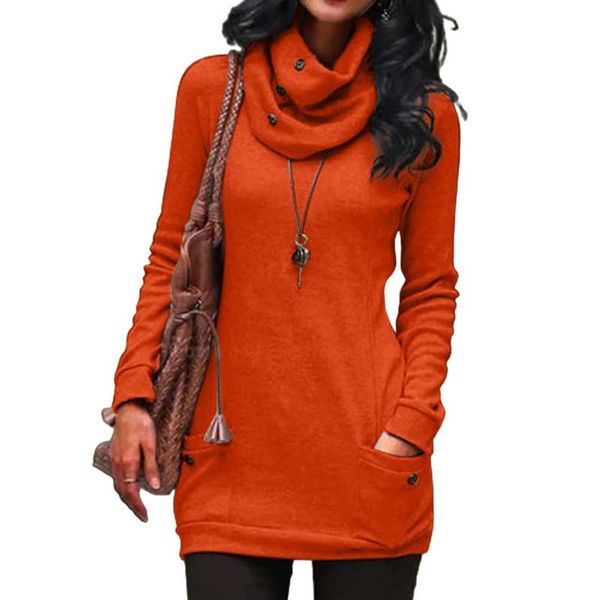 hoodies women fashion winter heap collar warm long sleeve sweatshirt pocket tunic blouse clothes women's & sweatshirts, Black