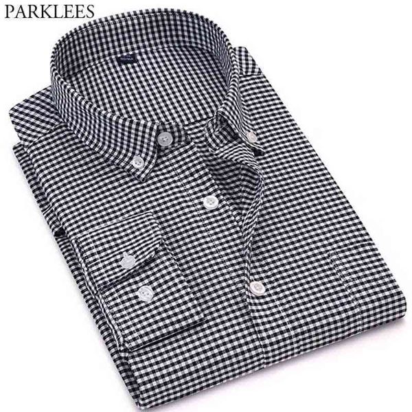 black white plaid checked oxford shirt men slim fit long sleeve mens shirts casual button down business office chemise 210522, White;black
black white plaid checked oxford shirt men slim fit long sleeve mens shirts casual button down business office chemise 210522, White;black