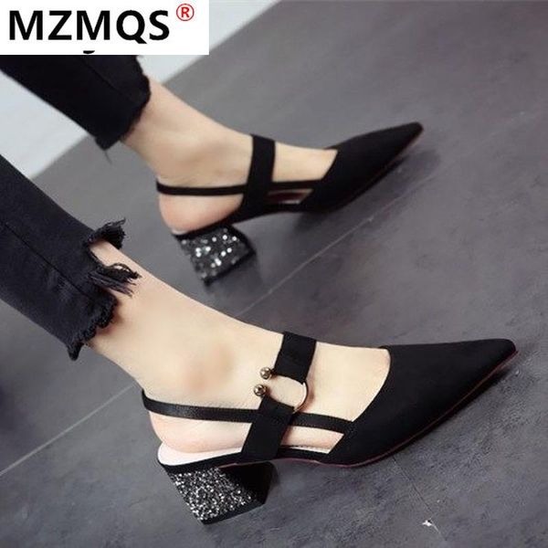 summer fashion sandals female buckle pointed women solid color casual light square heel high heels, Black
summer fashion sandals female buckle pointed women solid color casual light square heel high heels, Black