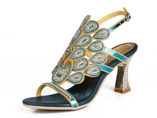 women sandals rhinestone peacock patterned with chunky heel open toe shoes bohemia high, Black
women sandals rhinestone peacock patterned with chunky heel open toe shoes bohemia high, Black