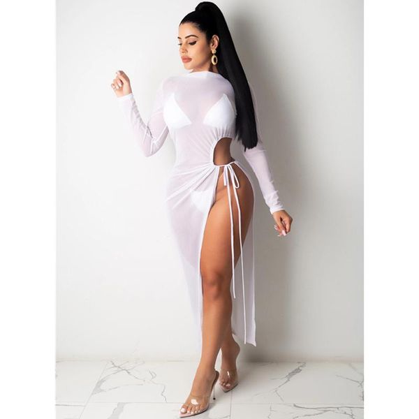 women's swimwear summer cover ups women solid color see-through mesh swimsuits smock beach bathing split bandage bikini dress up, White;black
women's swimwear summer cover ups women solid color see-through mesh swimsuits smock beach bathing split bandage bikini dress up, White;black