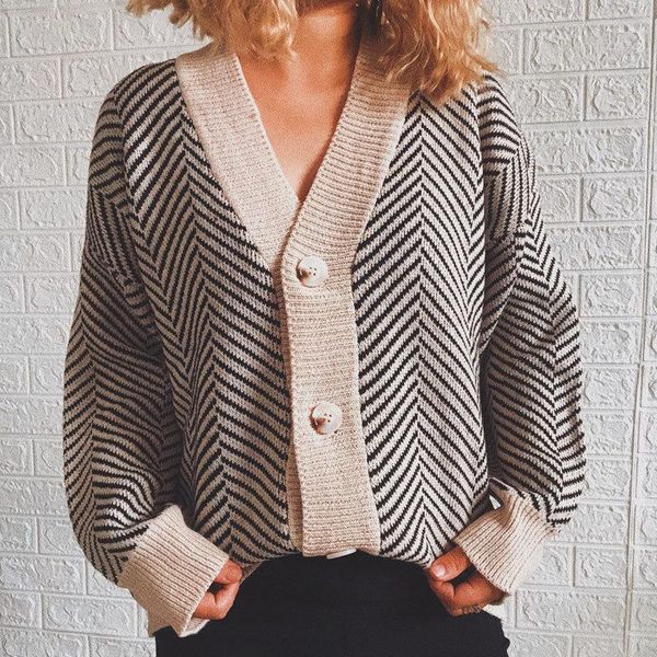 women's knits & tees korean fashion loose long sleeve striped cardigans women autumn winter knitted v neck button up sweater casual ove, White
women's knits & tees korean fashion loose long sleeve striped cardigans women autumn winter knitted v neck button up sweater casual ove, White