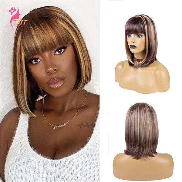 synthetic wigs straight ombre color 4/27 short bob with bangs for black women honey blonde highlight wig
synthetic wigs straight ombre color 4/27 short bob with bangs for black women honey blonde highlight wig