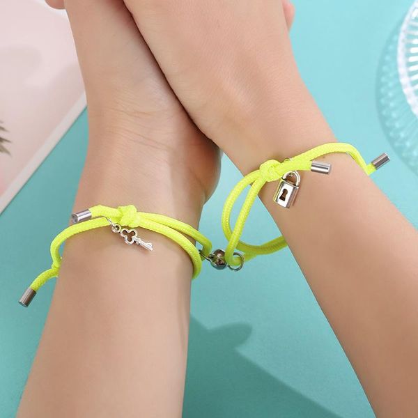 link, chain matching friendship key lock couple bracelet wristband rope for magnetic distance women men, Black
link, chain matching friendship key lock couple bracelet wristband rope for magnetic distance women men, Black