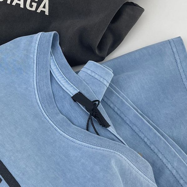 high version haze blue cola t-shirt short women's summer pair half sleeve loose style, White
high version haze blue cola t-shirt short women's summer pair half sleeve loose style, White