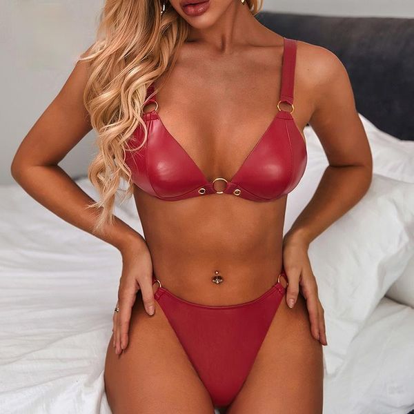 women's swimwear pu leather bikini set red triangle women 2021 fashion summer bathers high cut woman swimsuit female bathing suit, White;black
women's swimwear pu leather bikini set red triangle women 2021 fashion summer bathers high cut woman swimsuit female bathing suit, White;black