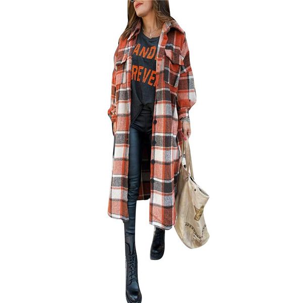 autumn winter jacket women long casual plaid coat turn-down collar thickness warm woolen button pocket jackets outwear women's wool & b, Black
autumn winter jacket women long casual plaid coat turn-down collar thickness warm woolen button pocket jackets outwear women's wool & b, Black