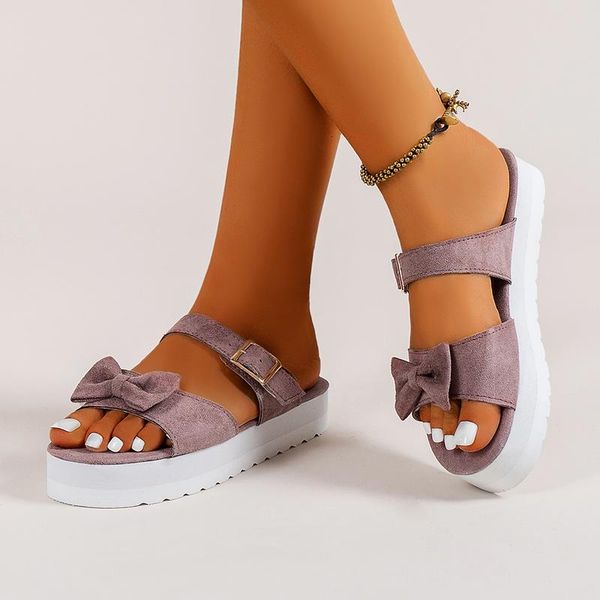 sandals summer women casual solid flock bow-tied buckle strap decoration slip on flat platform thick non sole shoes ladies, Black
sandals summer women casual solid flock bow-tied buckle strap decoration slip on flat platform thick non sole shoes ladies, Black