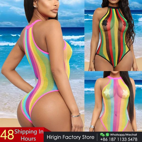 one-piece suits hirigin fishnet hollow out women swimwear one piece swimsuit 2021 halter bikini cover up rainbow stripes bathing suit
one-piece suits hirigin fishnet hollow out women swimwear one piece swimsuit 2021 halter bikini cover up rainbow stripes bathing suit