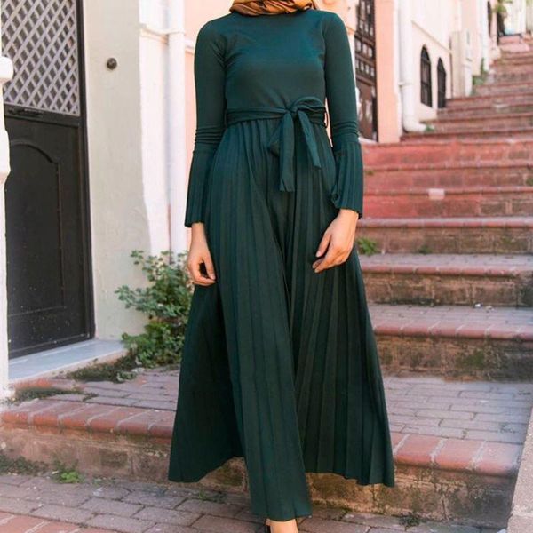 ethnic clothing muslim women pleated flare sleeve maxi dress solid ruffles belted waist kaftan, Red
ethnic clothing muslim women pleated flare sleeve maxi dress solid ruffles belted waist kaftan, Red