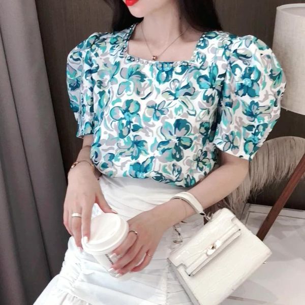 women's blouses & shirts 2021 summer korean style square collar temperament wild heavy industry diamond printed puff sleeve shirt, White
women's blouses & shirts 2021 summer korean style square collar temperament wild heavy industry diamond printed puff sleeve shirt, White