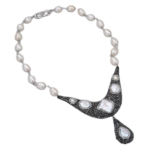 guaiguai jewelry white rice pearl white keshi pearl necklace biwa pearl pendant handmade for women, Silver
guaiguai jewelry white rice pearl white keshi pearl necklace biwa pearl pendant handmade for women, Silver