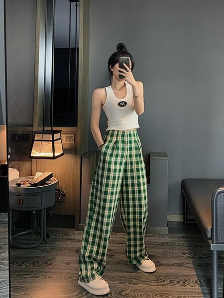 harajuku plaid pants for women trousers 2021 streetwear woman green harem ladies loose causal wide leg high waist women's & capris, Black;white
harajuku plaid pants for women trousers 2021 streetwear woman green harem ladies loose causal wide leg high waist women's & capris, Black;white