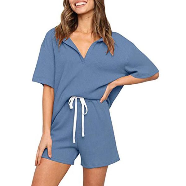 women's tracksuits fashion casual loose women set solid short-sleeved v-neck and shorts two-piece suit daily commute wear 2021 summer, Gray
women's tracksuits fashion casual loose women set solid short-sleeved v-neck and shorts two-piece suit daily commute wear 2021 summer, Gray