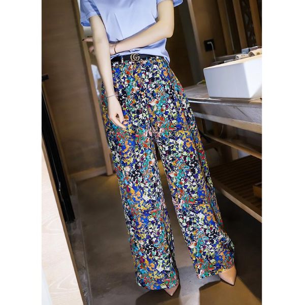 women's pants & capris french niche silk wide-leg realistic digital floral printed straight spring and summer thin long, Black;white
women's pants & capris french niche silk wide-leg realistic digital floral printed straight spring and summer thin long, Black;white