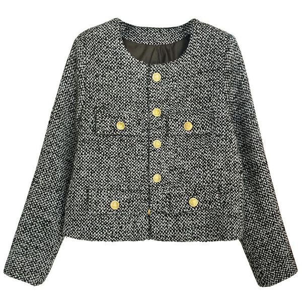 women's jackets autumn winter women tweed jacket vintage button up long sleeve o-neck pocket designer brand elegant lady coat clothing, Black;brown
women's jackets autumn winter women tweed jacket vintage button up long sleeve o-neck pocket designer brand elegant lady coat clothing, Black;brown