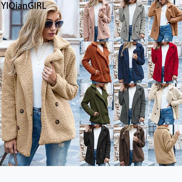 autumn and winter button fur coat lapel loose fleece sweater cardigan sheep wool women women's & blends, Black
autumn and winter button fur coat lapel loose fleece sweater cardigan sheep wool women women's & blends, Black