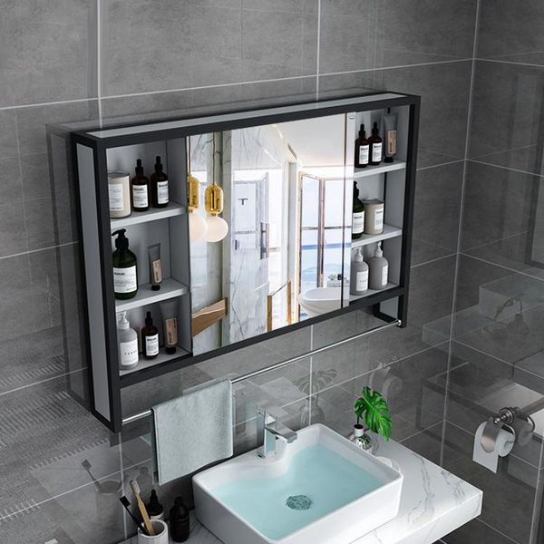 mirrors nordic aluminum alloy black bathroom mirror cabinet home box toilet wall-mounted with shelf
mirrors nordic aluminum alloy black bathroom mirror cabinet home box toilet wall-mounted with shelf