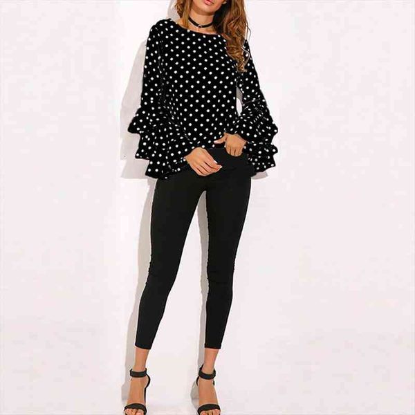 fashion bell sleeve loose womens shirts polka dot casual blusas femininas woman dress ropa de mujer s, White
fashion bell sleeve loose womens shirts polka dot casual blusas femininas woman dress ropa de mujer s, White