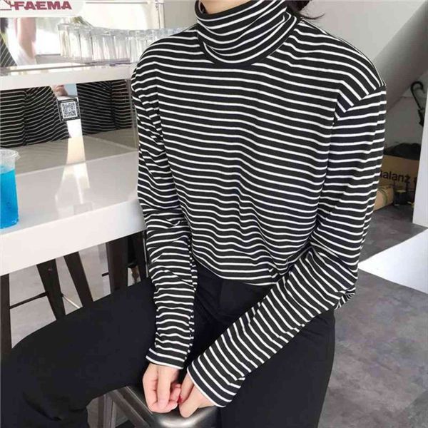 harajuku striped long sleeve turtleneck women t shirts summer elegant loose casual tees large size, White
harajuku striped long sleeve turtleneck women t shirts summer elegant loose casual tees large size, White