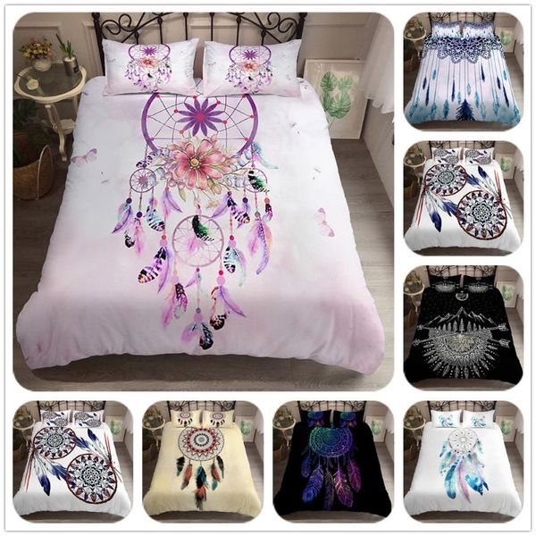 bedding sets bohemian dreamcatcher feather set simple duvet cover with pillowcase 2/3pcs pink white black bedclothes decor home