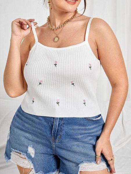 plus floral embroidery cami knit 83tq#, Black
plus floral embroidery cami knit 83tq#, Black