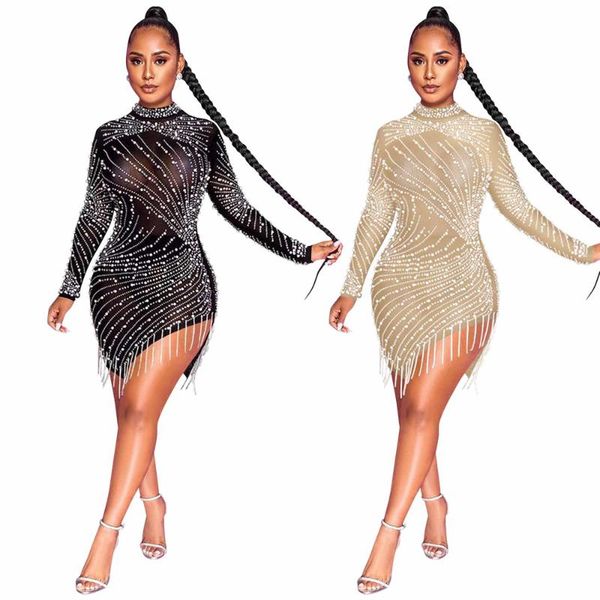 casual dresses woman dress perspective mesh diamond bubble beads for night club tassel o-neck long sleeve summer women, Black;gray
casual dresses woman dress perspective mesh diamond bubble beads for night club tassel o-neck long sleeve summer women, Black;gray