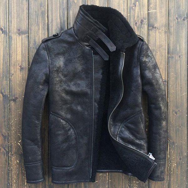 men's leather & faux warm thick street real sheep shearling jacket men winter 2021 genuine sheepskin coat male biker chaquetas hombre g, Black
men's leather & faux warm thick street real sheep shearling jacket men winter 2021 genuine sheepskin coat male biker chaquetas hombre g, Black