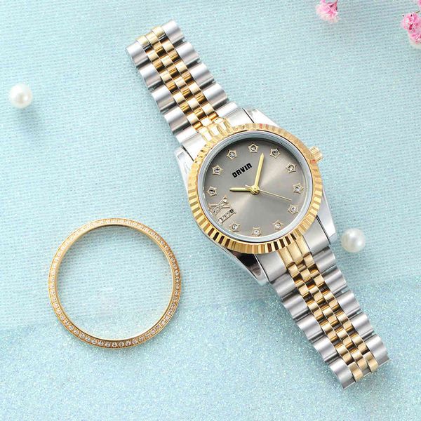 drvin women's watch classic fashion design high grade stainless steel with diamond + replacement ring, Slivery;brown
drvin women's watch classic fashion design high grade stainless steel with diamond + replacement ring, Slivery;brown