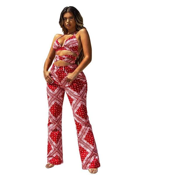 women's tracksuits bandana cut out bra two pieces set fashion printed bandage crop and wide leg pants summer spring laides clothing, Gray
women's tracksuits bandana cut out bra two pieces set fashion printed bandage crop and wide leg pants summer spring laides clothing, Gray