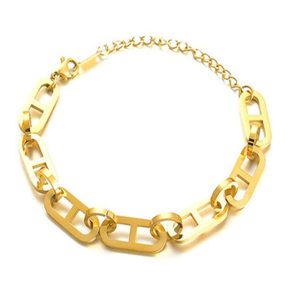 stainless steel pig nose bracelet couple simple hip-hop personality no fade link, chain, Black
stainless steel pig nose bracelet couple simple hip-hop personality no fade link, chain, Black