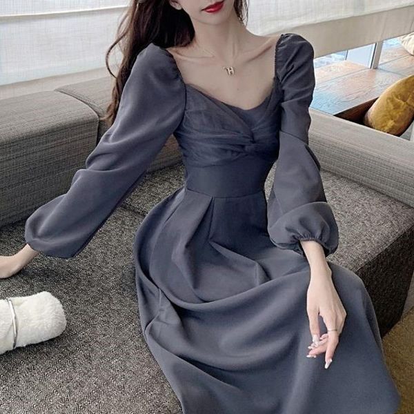 casual dresses women french retro dress temperament slim square collar korean fashion mesh splice autumn long-sleeve, Black;gray
casual dresses women french retro dress temperament slim square collar korean fashion mesh splice autumn long-sleeve, Black;gray
