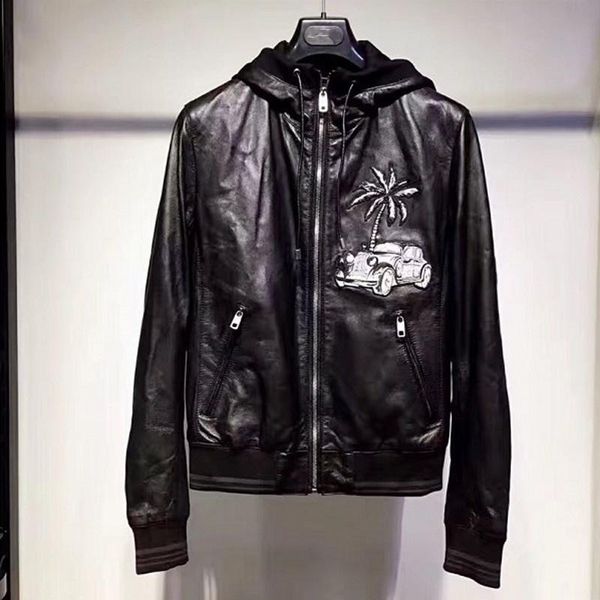 men's leather & faux quality high casual mens slim genuine short jackets zippers pockets sheepskin o-neck embroidery cowhide hooded coa, Black
men's leather & faux quality high casual mens slim genuine short jackets zippers pockets sheepskin o-neck embroidery cowhide hooded coa, Black