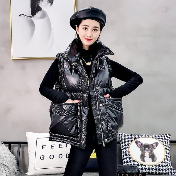 women's vests winter glossy zipper pocket light down short windproof lightweight warm waistcoat 5nr2, Black;white
women's vests winter glossy zipper pocket light down short windproof lightweight warm waistcoat 5nr2, Black;white