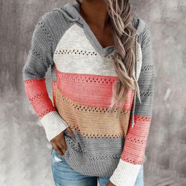 women's sweaters women autumn and winter fashion casual hollow hooded striped stitching pullover, White;black
women's sweaters women autumn and winter fashion casual hollow hooded striped stitching pullover, White;black