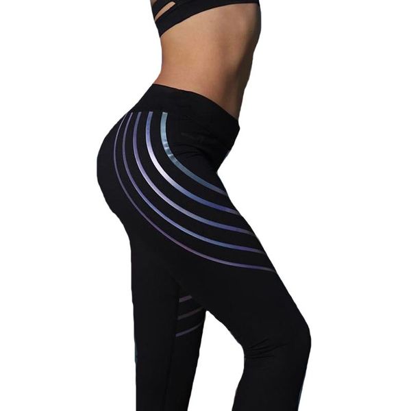 shiny fitness pants reflective leggings glow dark night light stripes elasticity slim breathable female women's, Black
shiny fitness pants reflective leggings glow dark night light stripes elasticity slim breathable female women's, Black