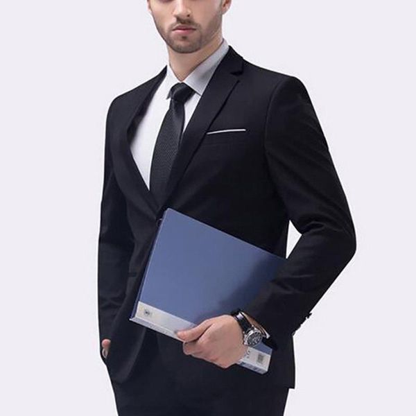 men's suits & blazers 2pcs set men suit plus size solid color long sleeve lapel slim button business work clothes blazer, White;black
men's suits & blazers 2pcs set men suit plus size solid color long sleeve lapel slim button business work clothes blazer, White;black