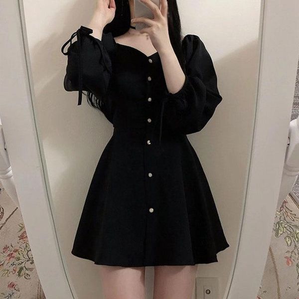 retro age-reducing elegant single-breasted waist and thin puff sleeve dress 2021 casual dresses, Black;gray
retro age-reducing elegant single-breasted waist and thin puff sleeve dress 2021 casual dresses, Black;gray