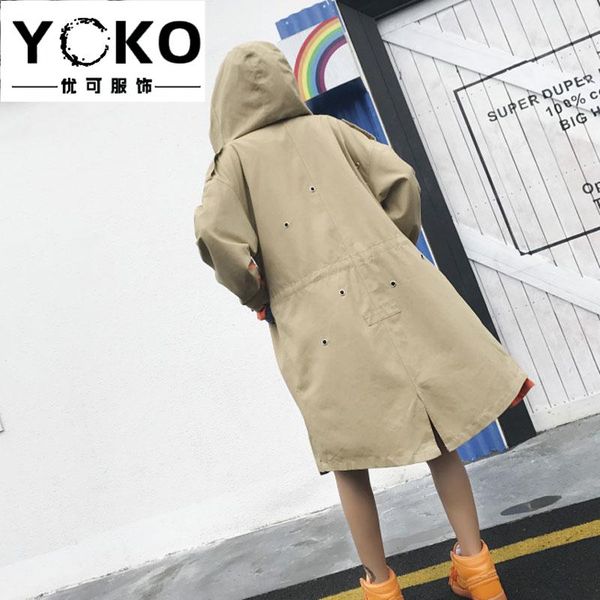 women's jackets yoko 2021 autumn fashion original loose ins sequins coat back stomata hooded long section korean windbreaker female, Black;brown
women's jackets yoko 2021 autumn fashion original loose ins sequins coat back stomata hooded long section korean windbreaker female, Black;brown
