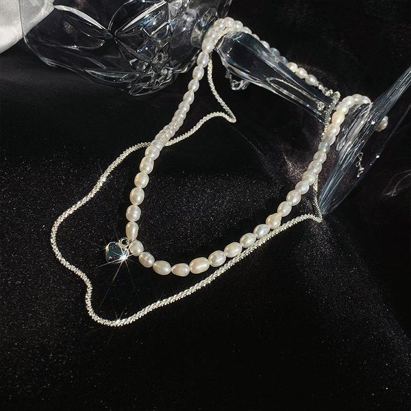 pendant necklaces minar temperament double layers nature freshwater pearl chokers necklace for women metallic love heart beaded jewellery, Silver
pendant necklaces minar temperament double layers nature freshwater pearl chokers necklace for women metallic love heart beaded jewellery, Silver