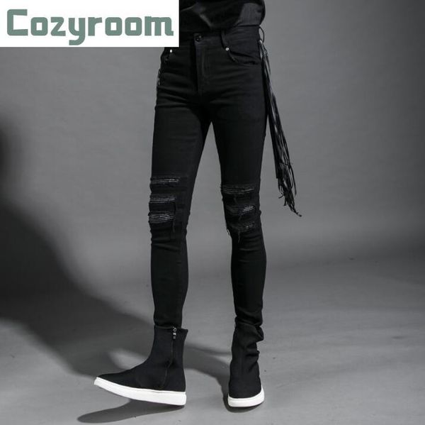 men's autumn street broken hole jeans harajuku style personality slim trousers men casual bootcut tide pants, Black
men's autumn street broken hole jeans harajuku style personality slim trousers men casual bootcut tide pants, Black