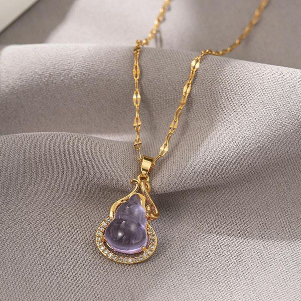 pendant necklaces purple gourd fu lu titanium steel necklace women's classical clavicle chain anti-fading anti-allergy, Silver
pendant necklaces purple gourd fu lu titanium steel necklace women's classical clavicle chain anti-fading anti-allergy, Silver