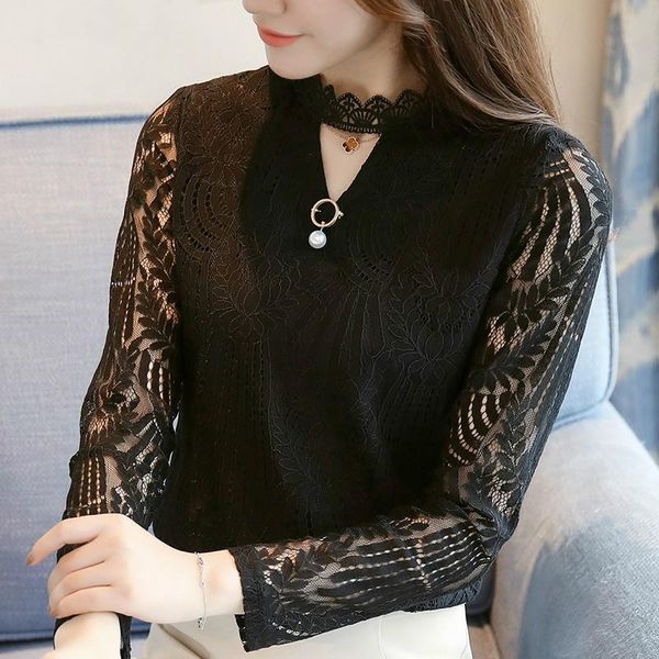 women's blouses & shirts 2021 blouse openwork mesh shirt fashion wild long-sleeved lace bottoming women elegant lady, White
women's blouses & shirts 2021 blouse openwork mesh shirt fashion wild long-sleeved lace bottoming women elegant lady, White