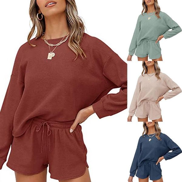 women's tracksuits 2021 autumn knitted long-sleeved and shorts suit with pocket women, Gray
women's tracksuits 2021 autumn knitted long-sleeved and shorts suit with pocket women, Gray