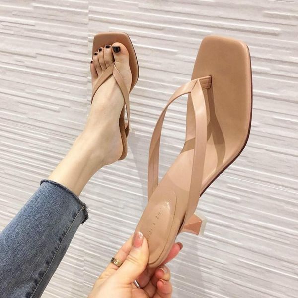 slippers laides flip flops square head thin heel clip feet anti-skid women high-heeled summer wear comfort female shoes, Black
slippers laides flip flops square head thin heel clip feet anti-skid women high-heeled summer wear comfort female shoes, Black