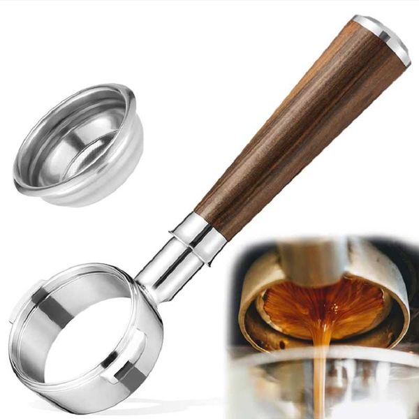 coffee filters 58mm bottomless portafilter with wooden handle stainless steel filter
coffee filters 58mm bottomless portafilter with wooden handle stainless steel filter
