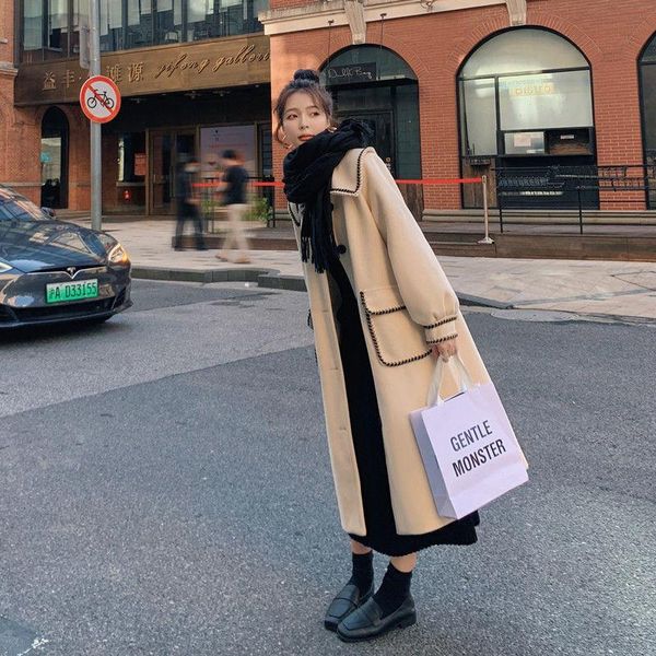 women's wool & blends puff sleeve woolen coat women 2021 mid-length loose small gentle jacket female high street autumn winter trench, Black
women's wool & blends puff sleeve woolen coat women 2021 mid-length loose small gentle jacket female high street autumn winter trench, Black
